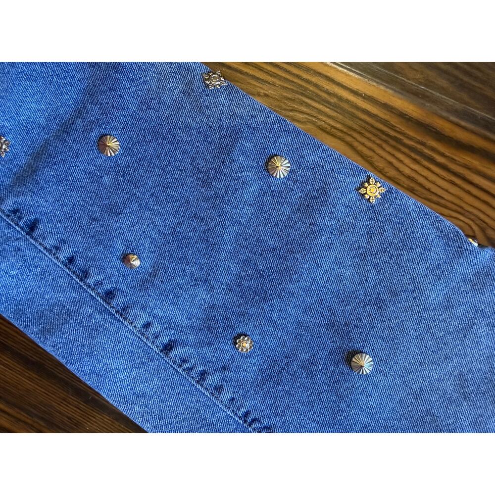 H&M Vintage Fit High Waisted Button Fly Silver Studded Denim Jeans Size 31 - Picture 5 of 11